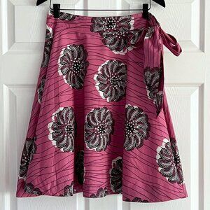 Odille Anthropologie full A-line pink cotton sequin skirt size 6